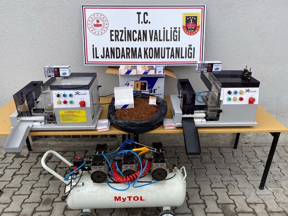 Erzincan’da Kaçak Sigara Yapımında Kullanılan Malzemeler Ele Geçirildi