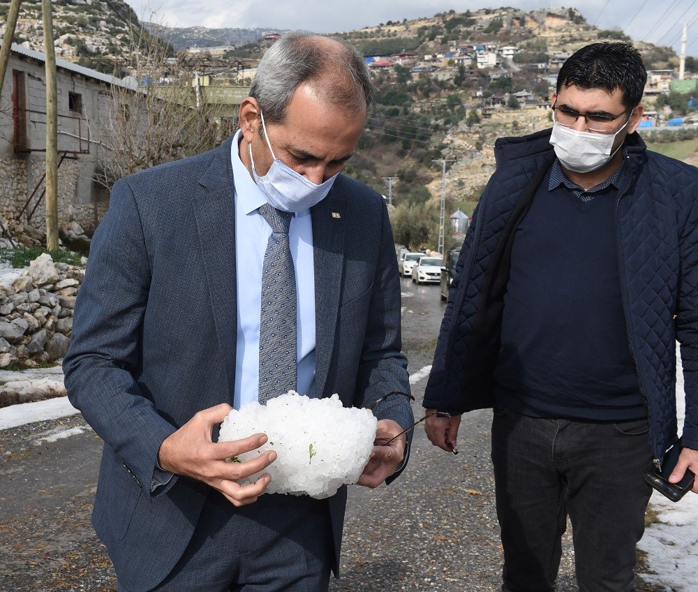 Başkan Bozdoğan, Dolu Yağışının Etkilediği Bölgede İncelemelerde Bulundu