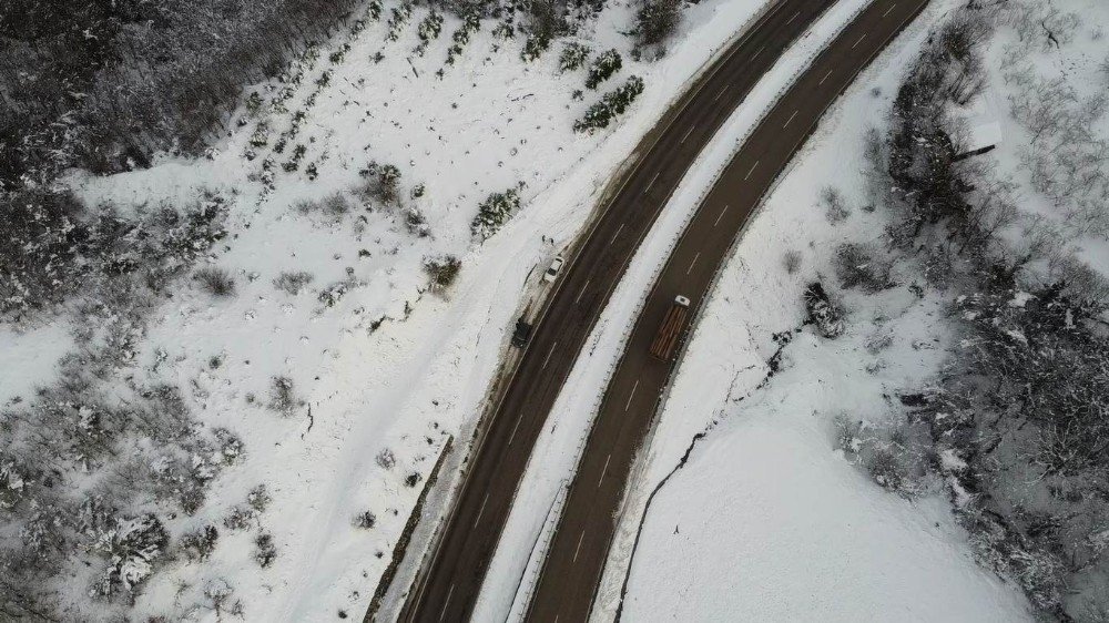 Bartın’da Eşsiz Kar Manzarası Drone İle Havadan Görüntülendi